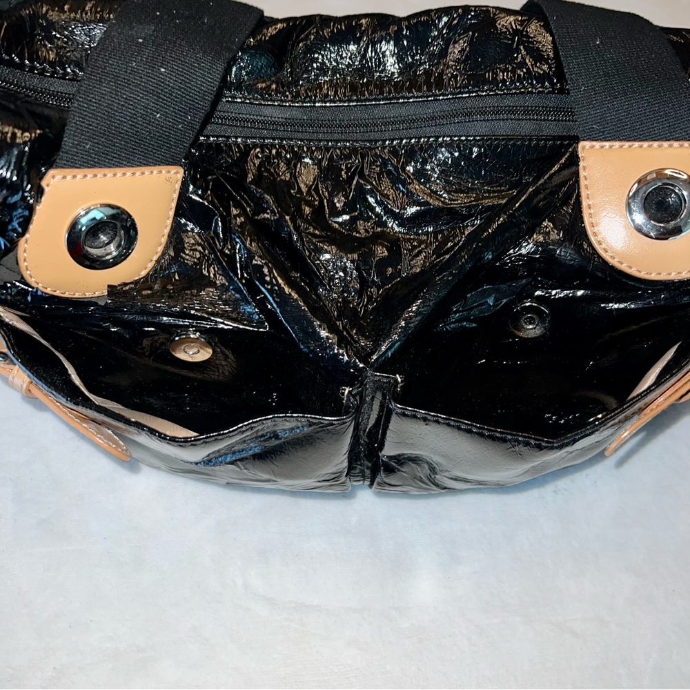 Storksak Black Patent Leather Kate Diaper Bag - Picture 6 of 15